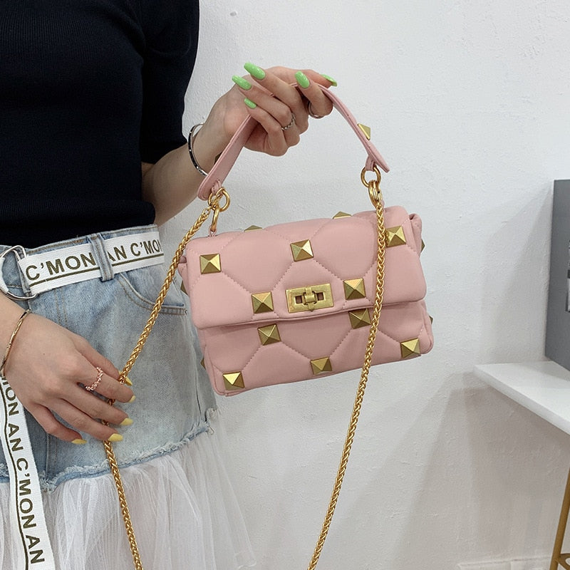 luxury designer purses and handbags for women rivet high quality top handle bags ladies hand bags Shoulder Messenger Bag new