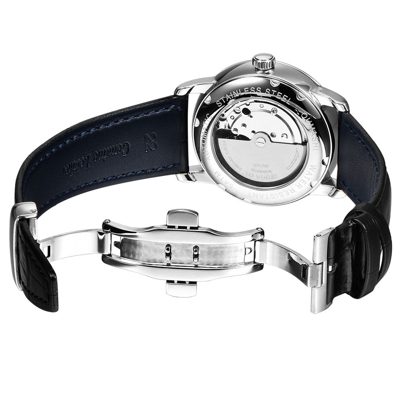 men's watch automatic mechanical watch miyota movemen t40mm 5TM waterproof leather strap double snap