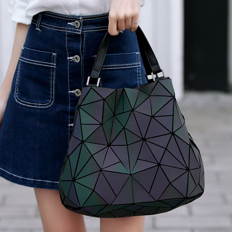 new Luminous bao bag reflective geometric bags for women 2020 Quilted Shoulder Bags Plain Folding female Handbags bolsa feminina