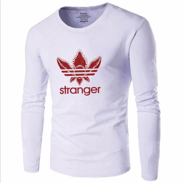 one piece 2019 Fashion T shirt men Stranger Things Printed 100% Cotton Long Sleeve Slim T-shirt Male new white o-neck streetwear