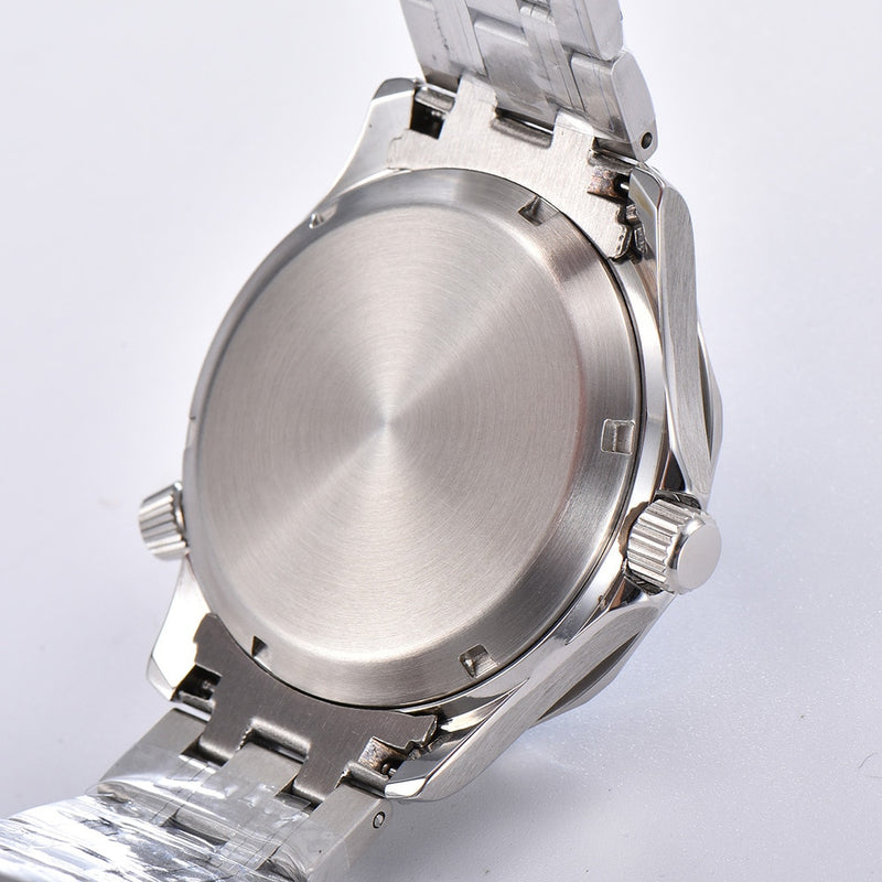 oumashi 41mm men's watch automatic mechanical sub diving watch calendar luminous stainless steel ceramic bezel black dial