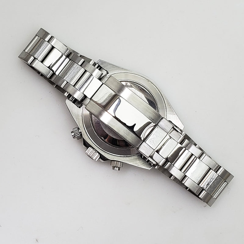 Chronograph quartz watch fashion 39mm sapphire glass silver case 316L stainless steel bracelet A2
