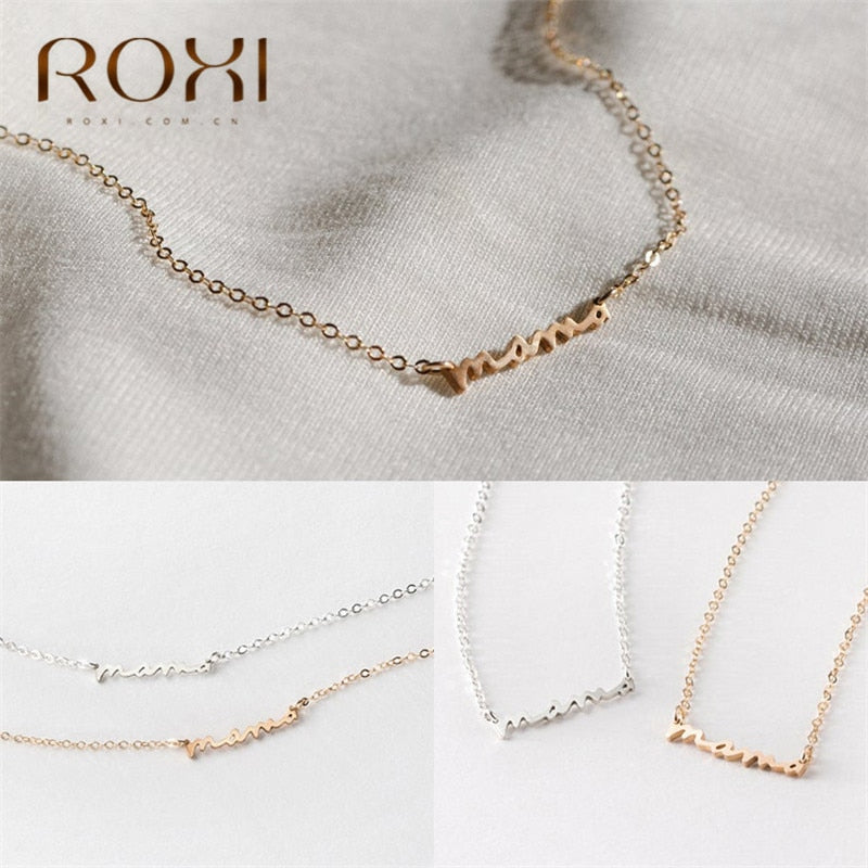 ROXI Mama Mom Mommy Letters Necklace Name Initial Necklace Lovely Gift for Mom 100% 925 Sterling Silver Necklaces & Pendants