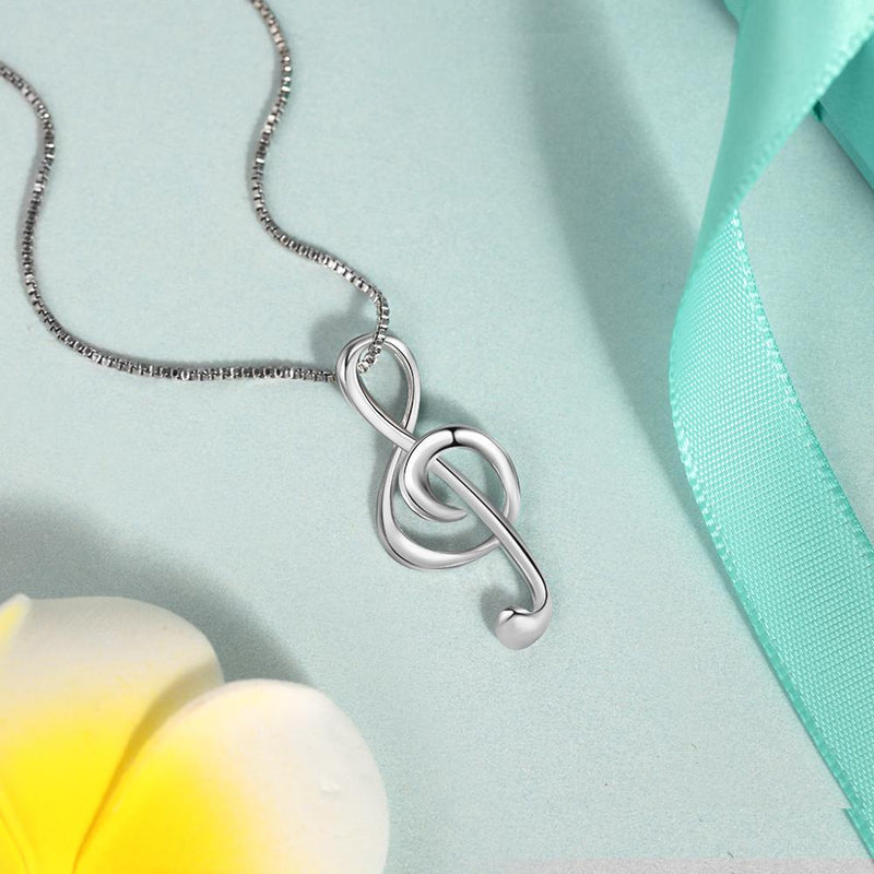925 Sterling Silver Musical Note Necklaces & Pendants Elegant Pendant Necklace Women Gifts for Girlfriend (JewelOra NE100355)