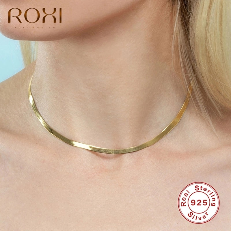 ROXI Classic Unusual Snake Choker Necklaces for Women Sexy Wedding Jewelry 100% 925 Sterling Silver Necklaces Collar Chain