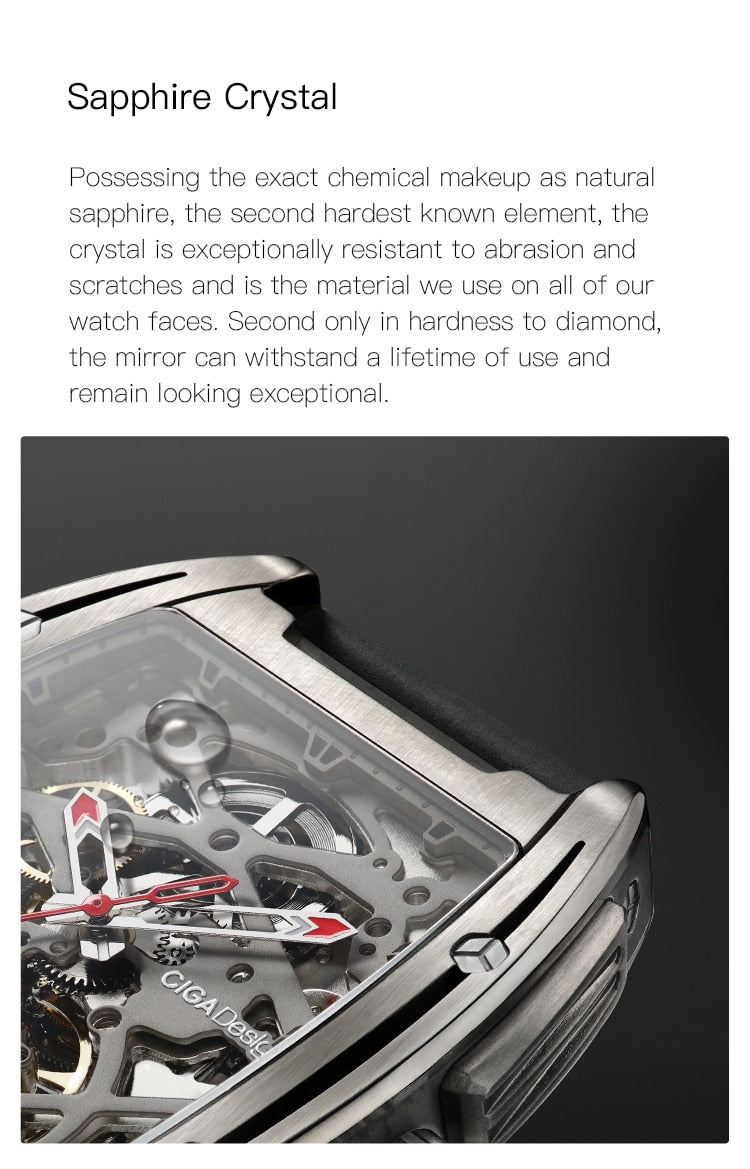 CIGA DESIGN Z Series Titanium Case Automatic Mechanical Wristwatch Silicone Strap Timepiece (With One Leather Strap For Free)