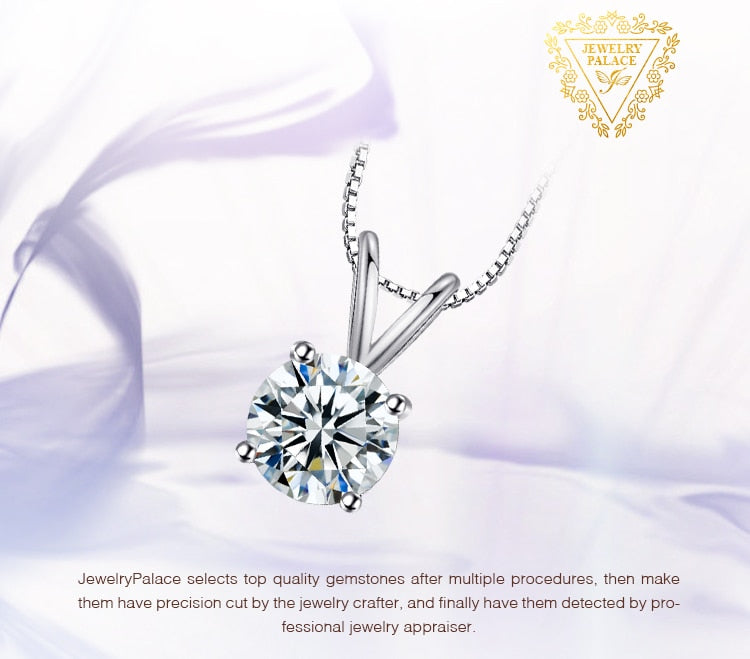 Round 1ct CZ Solitaire Pendant Necklace 925 Sterling Silver Choker Statement Necklace Women Silver 925 Jewelry Without Chain