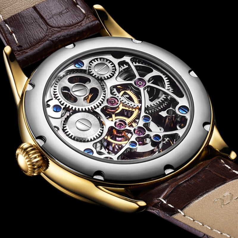 AESOP Men's Mechanical Watches Tourbillon Skeleton Watch for Men Wristwatch Man Male Clocks Mechanical Watch Relogio Masculino