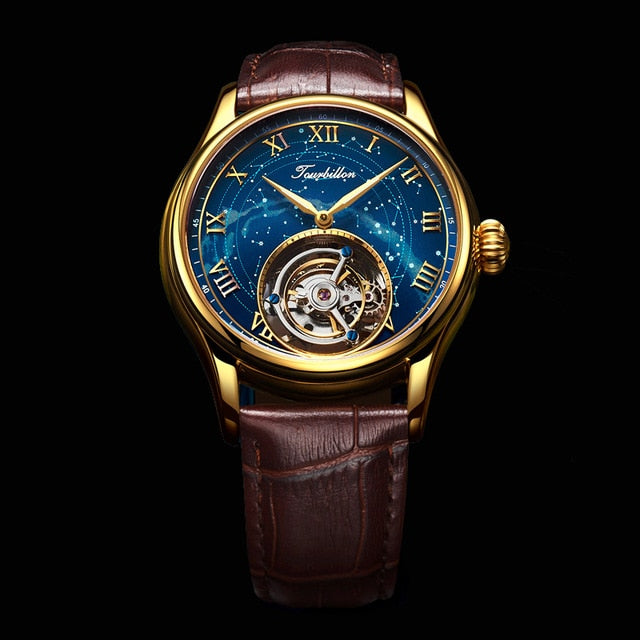AESOP Men's Mechanical Watches Tourbillon Skeleton Watch for Men Wristwatch Man Male Clocks Mechanical Watch Relogio Masculino