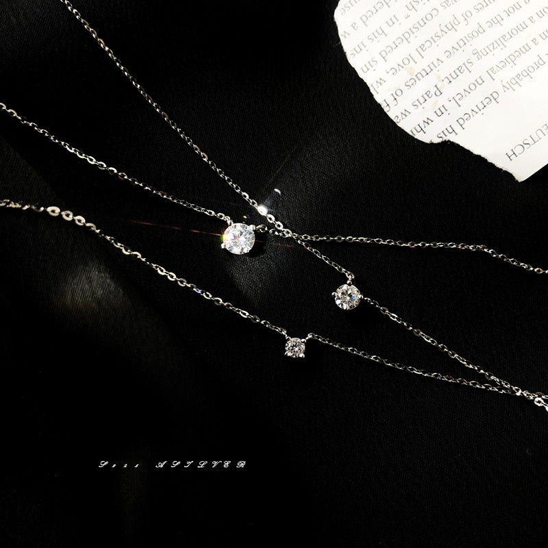 Louleur 925 Sterling Silver Necklace Single Zircon Pendant Necklace For Women Summer Fashion Silver 925 Jewelry Choker