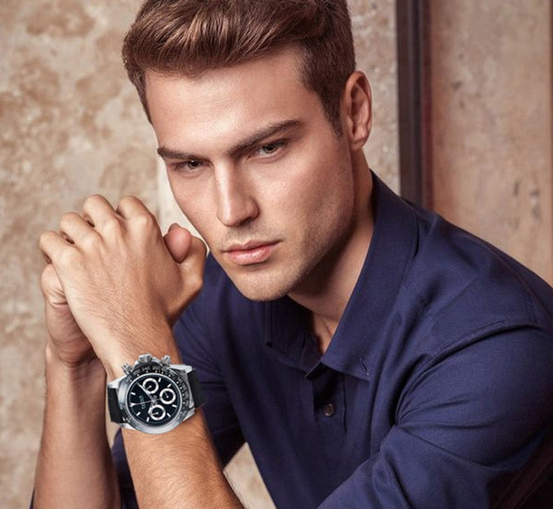 Parnis 39mm Dial Quartz Chronograph Top Brand Luxury Pilot Business Waterproof Sapphire Crystal Men's Watch Relogio Masculino