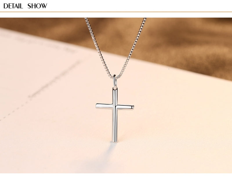CZCITY Brand Classic Cross Silver Charms Necklaces & Pendants High Quality Women Sterling Silver 925 Cross Pendant Fine Jewelry
