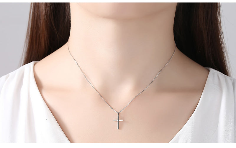 CZCITY Brand Classic Cross Silver Charms Necklaces & Pendants High Quality Women Sterling Silver 925 Cross Pendant Fine Jewelry