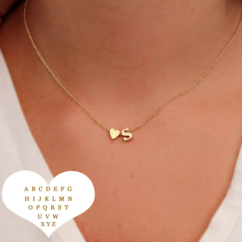 Fashion Tiny Heart Dainty Initial Letter Name Necklaces Choker Chain Necklace For Women Gold Color Pendant Jewelry Gift Collier