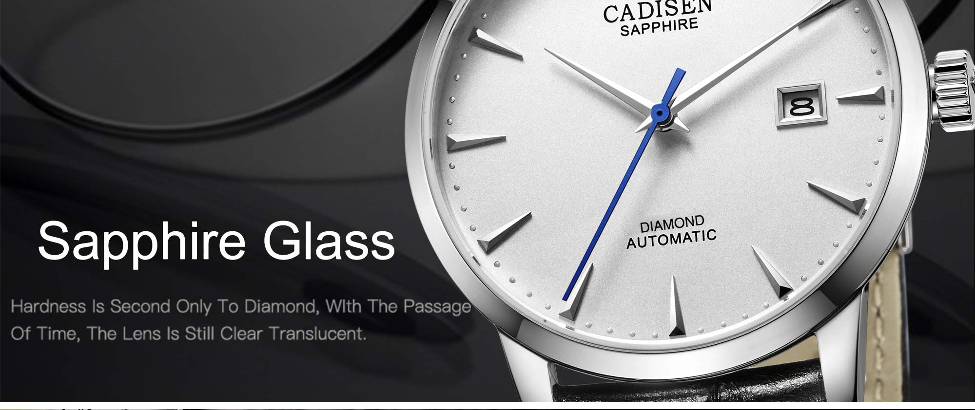 CADISEN Men Watches Automatic Mechanical Wrist Watch MIYOTA 9015 Top Brand Luxury Real Diamond Watch Curved Sapphire Glass Clock