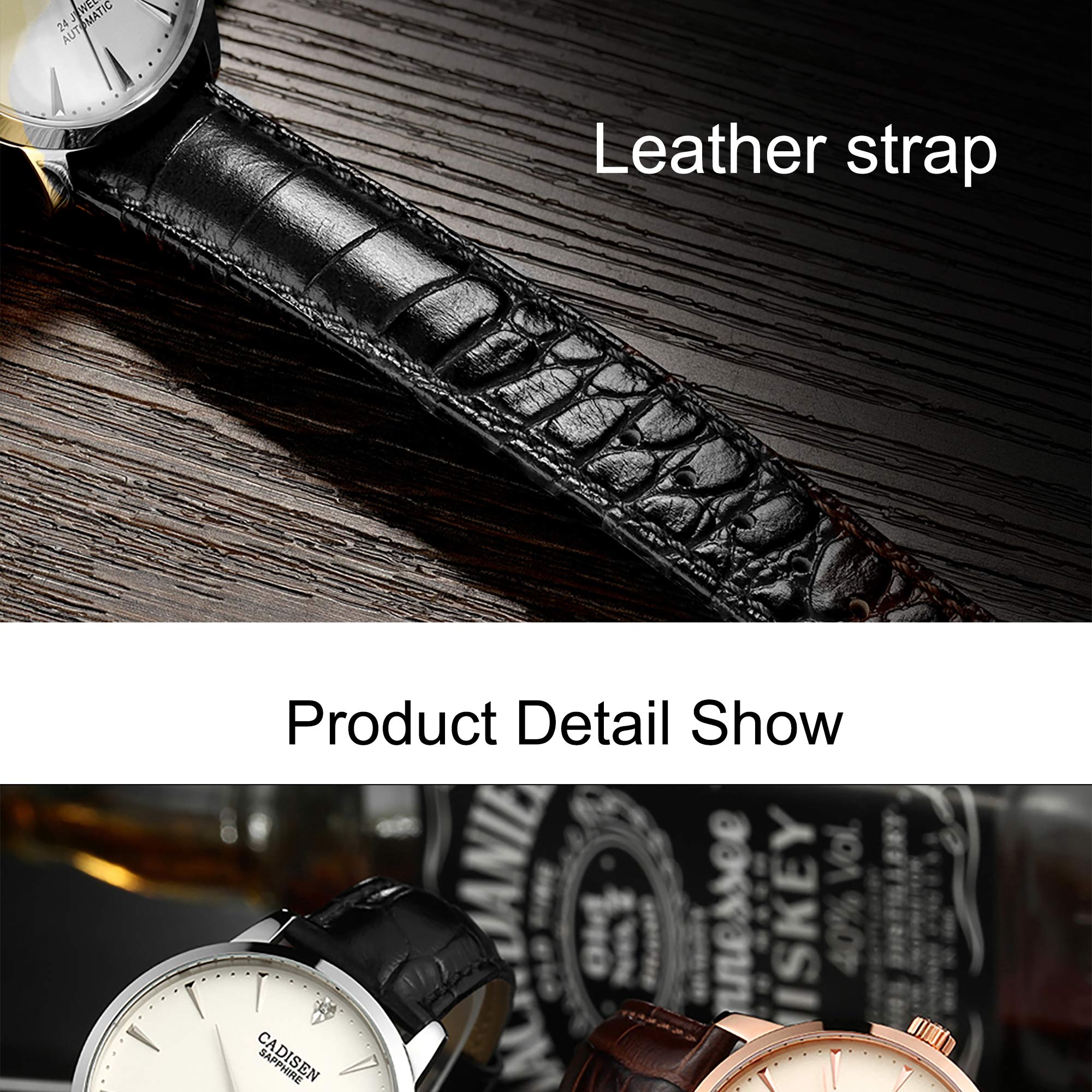 CADISEN Men Watches Automatic Mechanical Wrist Watch MIYOTA 9015 Top Brand Luxury Real Diamond Watch Curved Sapphire Glass Clock