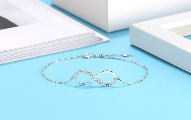 ORSA JEWELS 2020 AAAA Brilliant CZ Infinity Pendant 925 Silver Necklace for Women Lover Fashion Jewelry Birthday Gift SN192