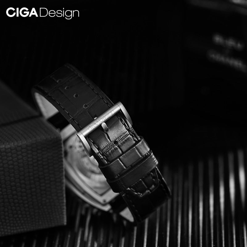 CIGA DESIGN Z Series Titanium Case Automatic Mechanical Wristwatch Silicone Strap Timepiece (With One Leather Strap For Free)