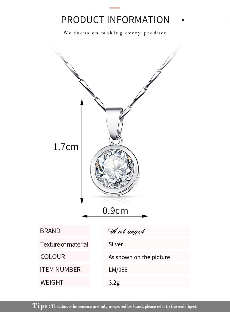 Ant Angel Classic Simple Necklace Delicate 925 Silver Necklace Figure Double Circle Zircon  Pendant Friendship Gift