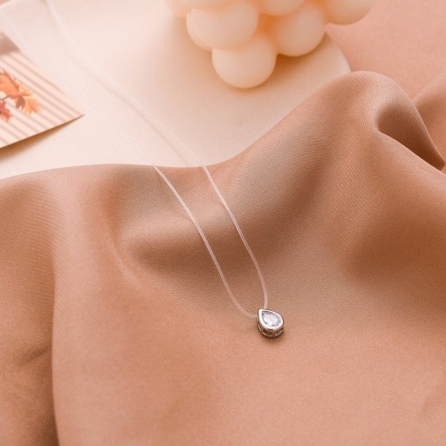 Trendy Women's Fashion Multi Style Transparent line Necklace Zircon Simple Accessory For Daily life