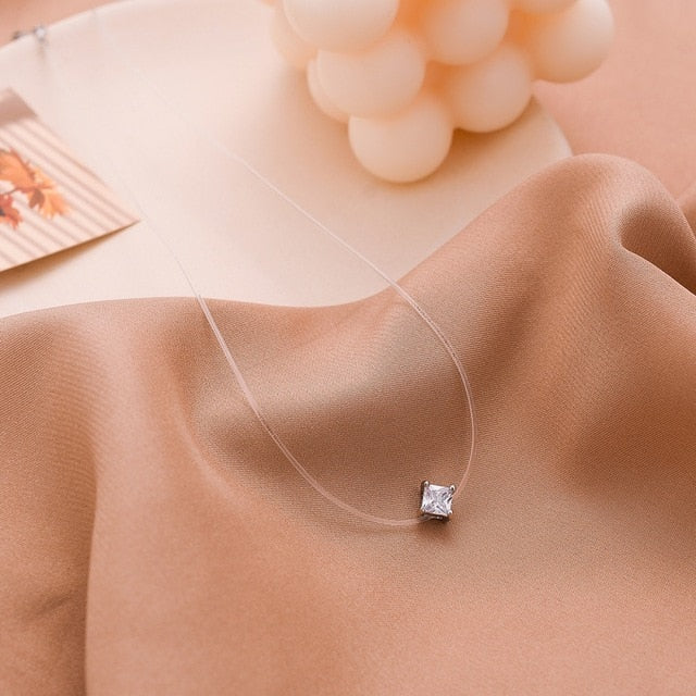 Trendy Women's Fashion Multi Style Transparent line Necklace Zircon Simple Accessory For Daily life