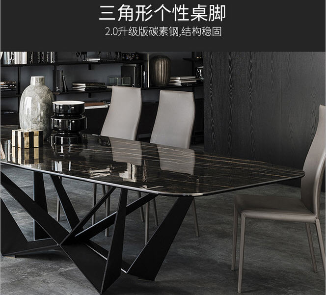 stainless steel Dining Room Set Home rectangle minimalist modern marble dining table and 6 chairs mesa de jantar muebles comedor